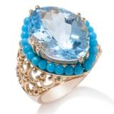 Gem Designs by Palermo Blue Topaz and Sleeping Beauty Turquoise 14K Ring